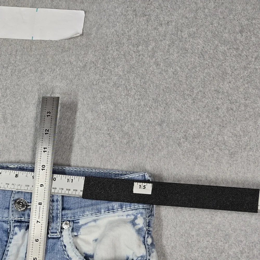 True Religion Men Jeans 29 Blue Denim Bleached Distressed Straight Cutoff